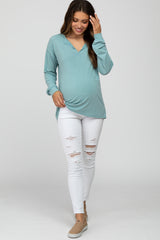 Mint Green Soft Knit Long Sleeve Maternity Top