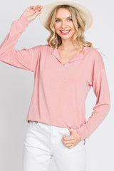 Pink Soft Knit Long Sleeve Top