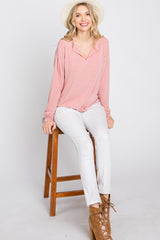 Pink Soft Knit Long Sleeve Top