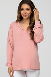 Pink Soft Knit Long Sleeve Maternity Top