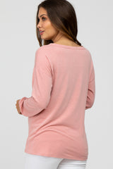 Pink Soft Knit Long Sleeve Maternity Top