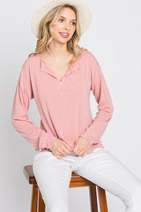 Pink Soft Knit Long Sleeve Top