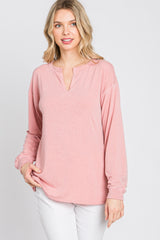 Pink Soft Knit Long Sleeve Top