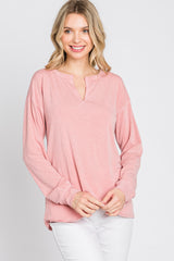 Pink Soft Knit Long Sleeve Top