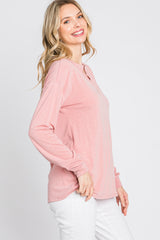 Pink Soft Knit Long Sleeve Top