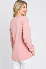 Pink Soft Knit Long Sleeve Top