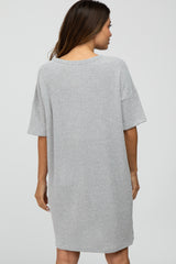 Heather Grey Ribbed Front Pocket Maternity Dress