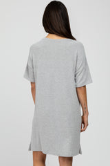 Heather Grey Ribbed Front Pocket Dress