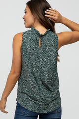 Teal Leopard Print Mock Neck Maternity Blouse