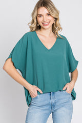 Emerald Green Short Sleeve Maternity Blouse