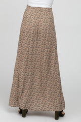 Light Mocha Floral Front Tie Maxi Skirt