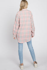 Pink Plaid Button Up Collared Flannel Top