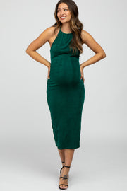 Forest Green Halter Neck Maternity Dress