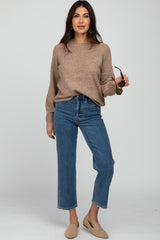 Mocha Soft Ribbed Knit Sweater