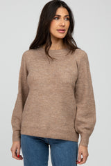 Mocha Soft Ribbed Knit Sweater