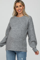 Heather Grey Soft Ribbed Knit Maternity Sweater