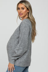 Heather Grey Soft Ribbed Knit Maternity Sweater