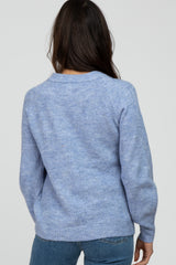 Blue Soft Ribbed Knit Sweater