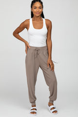 Taupe Ribbed Maternity Jogger