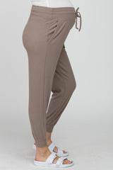 Taupe Ribbed Maternity Jogger