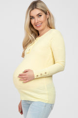 Yellow Henley Long Sleeve Maternity Top