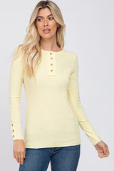 Yellow Henley Long Sleeve Maternity Top