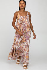 Multi-Color Floral Ruffle Hem Maxi Dress