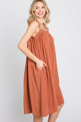 Rust Shoulder Tie Dress