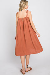 Rust Shoulder Tie Dress