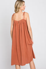 Rust Shoulder Tie Dress