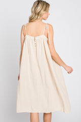 Beige Shoulder Tie Dress