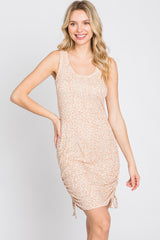 Taupe Leopard Print Ruched Dress