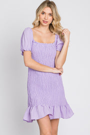 Lavender Smocked Puff Sleeve Dress