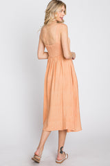 Peach A-Line Midi Dress