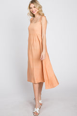 Peach A-Line Midi Dress