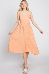 Peach A-Line Midi Dress