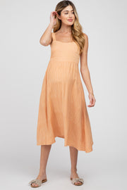 Peach A-Line Maternity Midi Dress