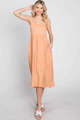 Peach A-Line Midi Dress