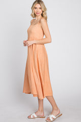 Peach A-Line Midi Dress