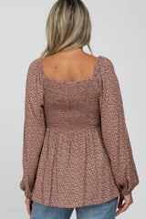 Mauve Floral Sweetheart Neck Maternity Top