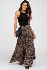 Black Floral Tiered Maxi Skirt