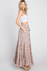 Sage Floral Tiered Maxi Skirt