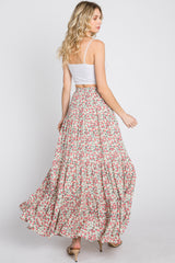 Sage Floral Tiered Maxi Skirt