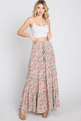 Sage Floral Tiered Maxi Skirt