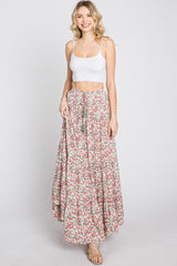 Sage Floral Tiered Maxi Skirt