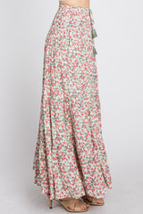 Sage Floral Tiered Maxi Skirt