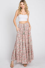 Sage Floral Tiered Maxi Skirt