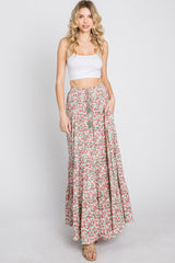 Sage Floral Tiered Maxi Skirt