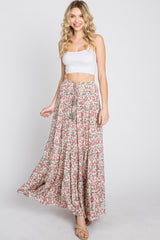 Sage Floral Tiered Maxi Skirt