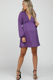 Purple Glitter Cutout Back Maternity Mini Dress